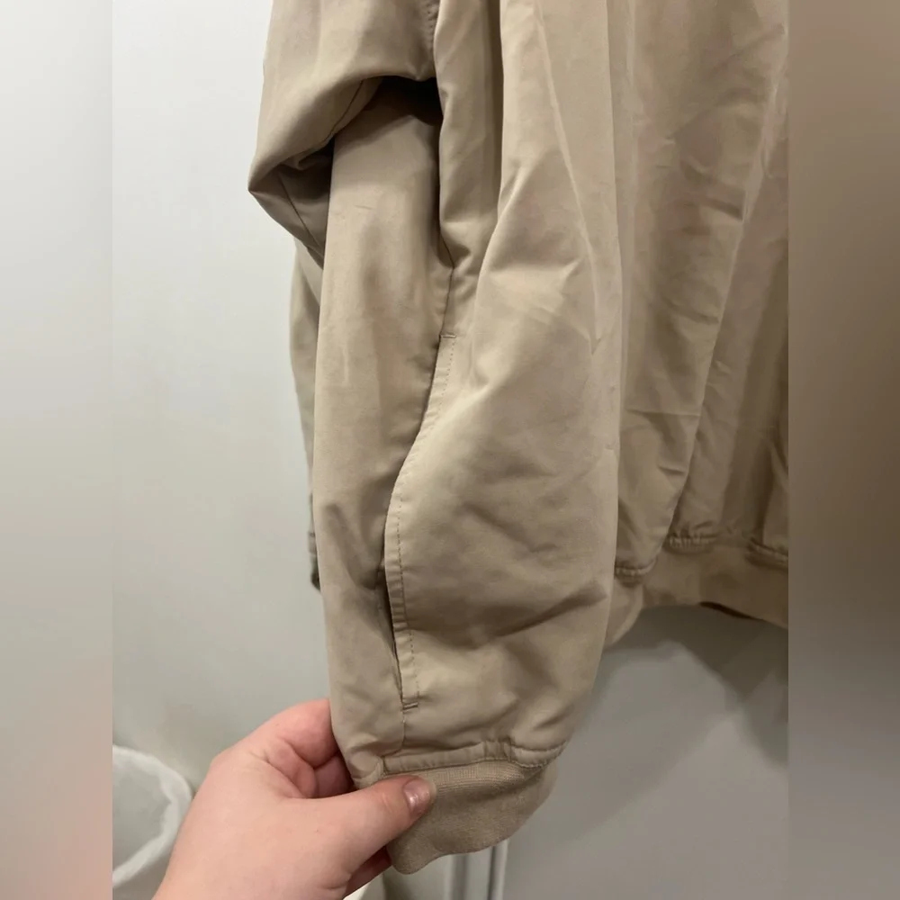 Men's Pro Tour Performance Golf Pullover Windbreaker Beige Color Size XL